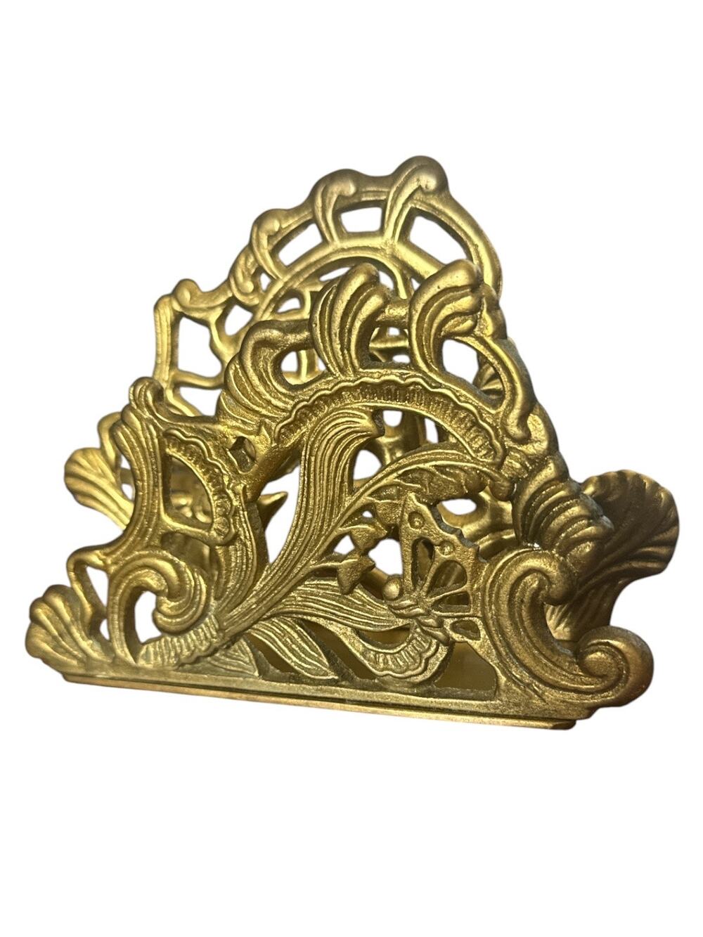 Ornate Brass Vintage Letters or Napkins Holder with Butterfly